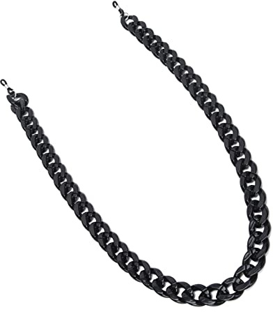 Luqeeg Brillenkette, Brillenhalterkette, Rutschfestes Brillenband, Lesebrillenhalterkette, Sonnenbrillen-Umhängeband für Männer und Frauen (schwarz 1996)