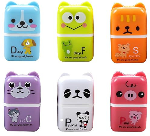 DHWEKU 6 Pezzi gomme da cancellare bambini Cartone Animato Roller Eraser per Bambini, Gomma da Cancellare Carina, Gomme Colorate per Cancellare a Forma di Animale, per Bambini Scuola Ufficio Forniture
