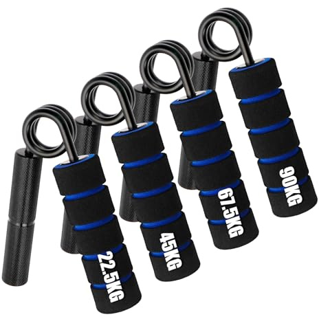 Handtrainer Fingertrainer, Handgriff-Trainer, Unterarmtrainer für maximale Griffkraft, Griffkraft Trainer aus gehärtetem Stahl und Aluminium, fingerhantel mit Griffpolster
