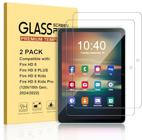 TrendGate 2 Pack Screen Protector for 8/8 Plʌs/Kids Pro Tablet 8-inch (12th/10th Generation, 2024/2022/2020), 9H Hardness Premium Ultra Clear Anti-Scratches Tempered Glass Film