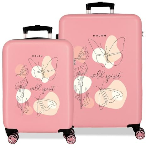 Joumma Movom Bagage Resväska Set Rosa 55/68 cm Styv 4,8 kg Sidokombinationslås ABS 4,8 kg 91 L Handbagage, Rosa, Talla única, Bagageset