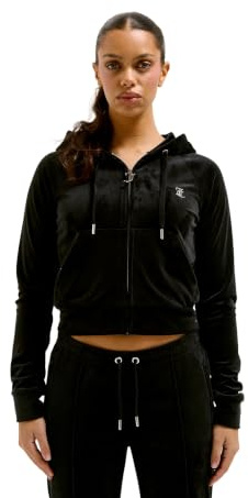 Juicy Couture Madison Hoodie Kapuzensweatjacke, Sweatjacke mit Kapuze und Reißverschluss aus Velour in Verschiedenen Farben Felpa con Cappuccio Donna (Pacco da 1)