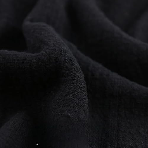 YKAFADE 300cm * 135cm Stoff aus Baumwolle und Leinen, Musselin Baumwollstoff Dekostoff Leinenstoff Meterware Nähstoff für DIY Basteln Tischdecken, Kissen Vorhänge Kleidungsdekoration -Schwarz