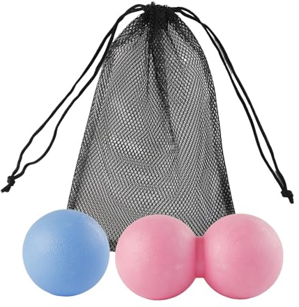 2Pcs Massage Ball, YRYUNRUI Lacrosse Ball with Storage Bag, Plantar Double Peanut Ball for Men, Massage Ball Roller Set for Myofascial Release, Deep Tissue Massage