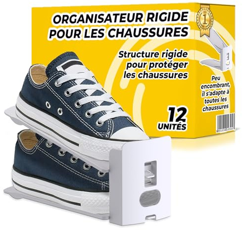The Inventions Emporium Organizer Scarpe Salvaspazio Regolabile per Armadio Raddoppia la Capacità della Scarpiera Facilmente Set da 12 Pezzi Colore Bianco