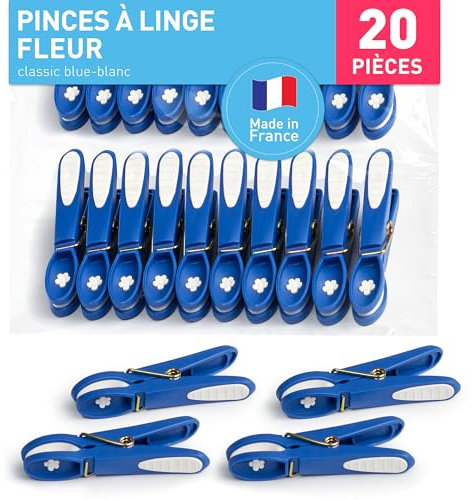 culiclean Mollette per bucato fiore, 20 blu Classic Blue, robuste Soft Grip resistenti ai raggi UV per stendere il bucato