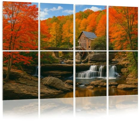 8 Pack Acoustic Foam Panels Sound Proofing Panels Glade Creek Grist Mill nostalgia blazing autumn colors West Acoustic Wall Panel Soundproofing for Livingroom Nursery Room Decor