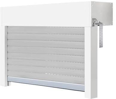 Schellenberg 39046 Aufsatzrollladen-Set für Fenster, Rollladensystem Mini, PVC, 80 x 50 cm, weiß/grau, kürzbar in Höhe, Breite, inkl. EPS-Dämmung und Zubehör für die Selbstmontage