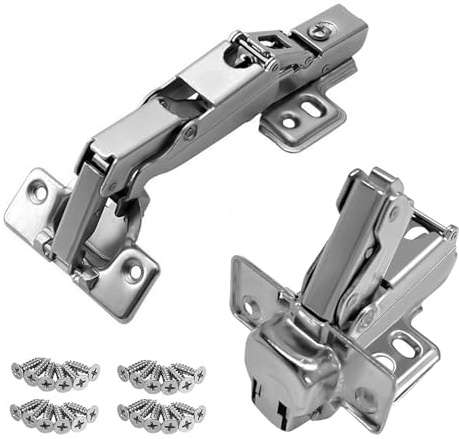 LAIVIYA Bisagras Puertas Cocina 165º-175º, Grados Cierre Suave Hidraulico, Tornillos Incluidos, Acero Niquelado, Bisagras para Armarios, Bisagras Armario para Puertas 14-26mm