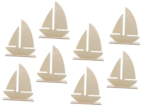 Homoyoyo 8pcs DIY Wooden Sailboat Model Kit for School Craft Project Unfinished Blank Boat with Snowflake Clay Baseboards and Molds Paintable Nautical Craft Accessories for Creative