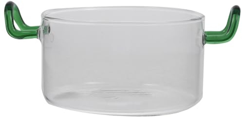 Ciieeo Ciotola in Vetro Borosilicato Trasparente con Doppia Maniglia Resistente e Leggera per Insalate Dessert e Zuppe Lavabile e Facile da