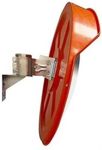 FERRETELIX® Espejo Convexo de Seguridad Exterior 60 cm – Irrompible en Policarbonato – con Soporte para Pared y Poste- Antivandálico y Resistente al Clima