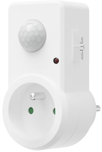 Oktaplex Sia Prise avec détecteur de Mouvement 120° / 9 mètres Capteur de Mouvement Infrarouge Adaptateur intérieur Capteur PIR Blanc