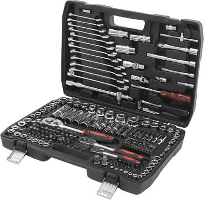 Fyssnn Jeu de 216 douilles professionnelles avec cliquet à 24 dents et libération rapide, kit d'outils de réparation automobile pour atelier automobile, réparation automobile, construction, bricolage