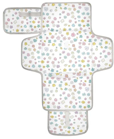 Simple Cute Bloom Återanvändbar skötmatta med näsduksficka skötbädd för skötbord med inbyggd kudde