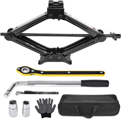 Cric à Ciseaux Kit de cric Voiture 2.5 tonnes, à Ciseaux, Outil Pneu 5511 Lbs, d'urgence Universel avec clé écrou for Changement