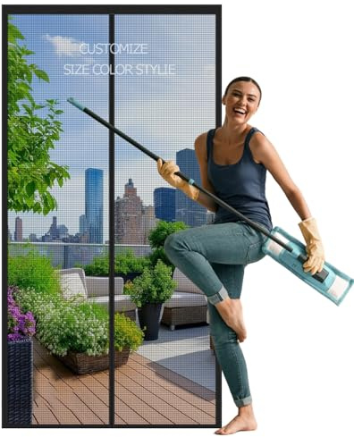 HGPFCB Zanzariera Magnetica per Porta, Personalizzabili Zanzariera Porta Finestra a Calamita Resistente Traspirante Tenda Anti Mosche,si Chiude da Sola, Facile da Installare,per Porte da Balcone