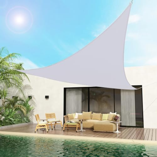 Ghligna Sun Shade Sail Waterproof 3x4x5m Triangle Grey Shade Sail with 3 Ropes 420D Oxford Cloth 180gsm Heavy Duty Garden Sail for Patio Deck Backyard Outdoor Activities Garden Canopy, Grey