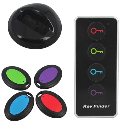 Key Tracker con telecomando – Localizzatore audio da 85 dB con 4 | ricevitori e torcia, raggio di 39,9 m, portachiavi per trovare chiavi, portafogli, passaporti, telecomandi e tutti i giorni