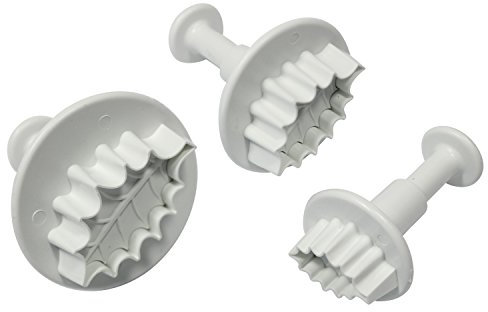 PME HL544 Veined Holly Leaf Plunger Cutters Small, Medium, Large Sizes, Set of 3 White