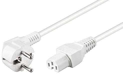 kab24® Warmgerätekabel Schutzkontaktstecker CEE 7/7 auf Warmgerätekupplung C15 (2m, Weiss Schutzkontaktstecker auf Warmgerätebuchse)