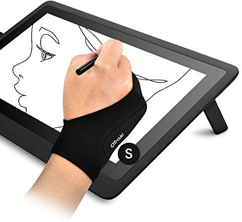 OTraki 2 Stück Zeichenhandschuh, Drawing Glove, Antifouling Handschuh Palm, Black Glove Zwei Finger Verdickungs Handschuhe 2 Finger Handschuhe Zeichnen Für Grafiktablett, Pad, Display(XS) 7X18.5CM