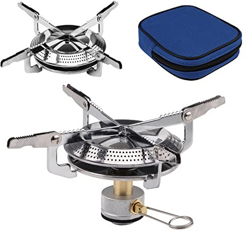 Camping Gas Stove Portable Single Burner 2800W Mini Pocket One-Piece Gas Burner Backpacking Cooking Folding Stove Camping Cookware for Picnic Camping Trekking Fishing Outdoor Activities