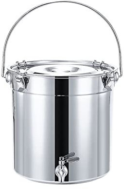 THEGA Pentola per Zuppa - Pentola per Zuppa di Pesce, Pentola per Brodo, Secchio per Zuppa in Acciaio Inossidabile 201/secchio Sigillato/Secchio per Il Trasporto, Serbatoio per Vino con Rubinetto