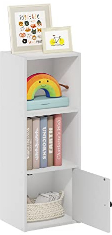 Furinno Luder Bibliothèque à 3 Niveaux avec 1 Porte de Rangemen, Blanc