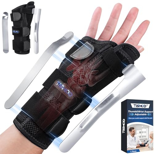 TISMOD Handledsbandage, justerbart handledsstöd med tummskena, handledsskena, bandage handled, höger vänster för senskidinflammation, stukning, karpaltunnel