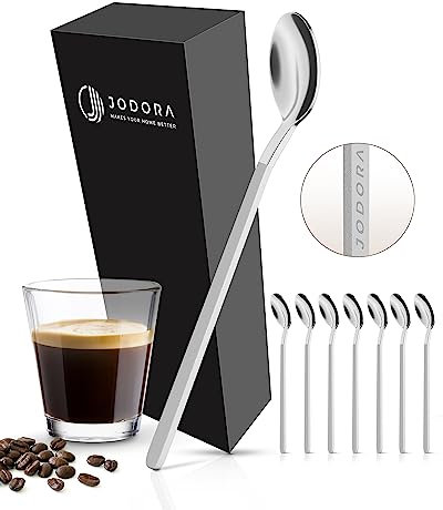 JODORA Design Espressolöffel silber matt - 6 Espressolöffel klein im Set - Hochwertige Mokkalöffel aus rostfreien Edelstahl - stabile 10cm kleine Löffel spülmaschinengeeignet