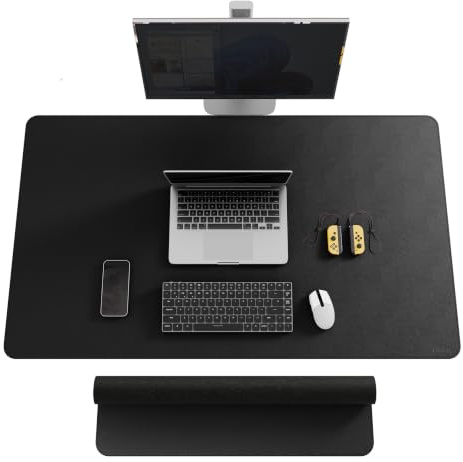 Mydours XXL-Mauspad, 120 x 70 cm, doppelseitige Schreibtischunterlage aus PU-Leder, Gaming-/Laptop-Matte, geeignet zum Schutz von Schreibtischen im Büro und zu Hause (schwarz)