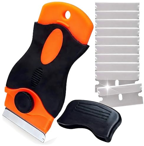 Grattoir Plaque Vitrocéramique - Grattoir Vitre - Kit Raclette Universel Et 10 Lames De Rechanges - Pratique Et Simple D’Utilisation - Idéal pour Nettoyer Le Verre et Autres Surfaces