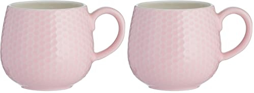 Mason Cash Embossed Honeycomb Pink Mug, 35 CL (Pack of 2)