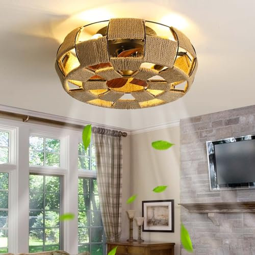 GWYAJTU Retro Ceiling Fan Lights with Remote Control Industrial Ceiling Fans with Lights 6 Speed Quiet Reversible Cage Ceiling Fans with Lamps for Bedroom Living Room