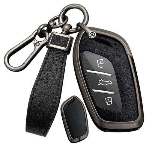 ontto Étui de Protection pour clé de Voiture - Compatible avec MG4 MG5 MG6 MG3 Mg7 MG ZS EV HS EHS ZX GT Roewe RX3 RX8 ERX5 RX5 I6 I5 - en Cuir synthétique - avec télécommande - Noir