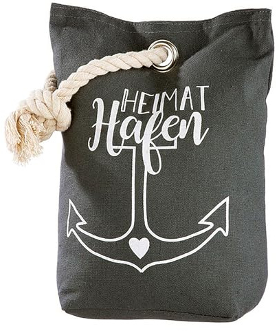 Seaside No.64 - maritimer Türstopper aus Stoff mit aufgedrucktem Wording, Anker und Herz - praktischer Sandsack als Stopper für Türen und Fenster - elegantes Design für alle Räume (Heimathafen)