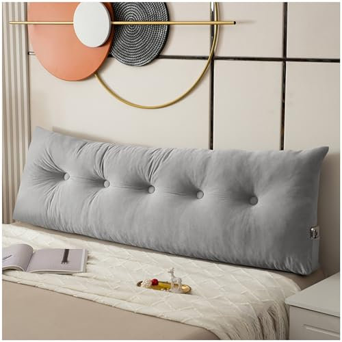 ZTGL Sleepling Rückenkissen Groß Keilkissen für Bett und Sofa, Comfortable Lendenkissen, Wandkissen, Dreieckiges Lesekissen, Integriertes Kissen,Grau,200x40x12cm