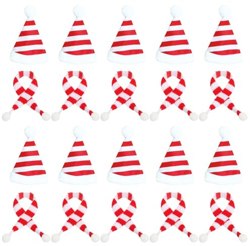TaoLiMuTX Weihnachtsmützen Mini und Mini Schal Set, DIY Handwerk Kunst Weinflasche Deko Christmasbaumschmuck Puppenzubehör