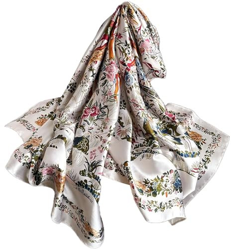 FAIRYGATE Seidentücher Damen Seideschal Leicht Tücher Halstücher Seidentuch Schals Halstuch Seiden Tuch Scarf Bandana Stola Taschentuch Kopftücher 42039