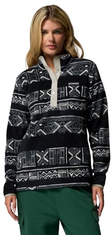 Columbia Women's Benton Springs Printed 1/2 Snap, Fleece Pull Over, Black Deschutes Days, X-Large