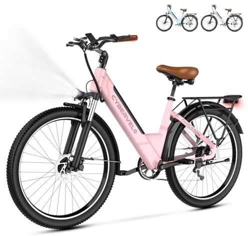 Cybervelo 1000 Peak Electric Bike for Adults,up 80 Miles Removable Battery Ebike, 26 Electric E Bike with 7-Speed,Adult Electric Bicycles for Commute Beach Snow Womens/Man All Terrain