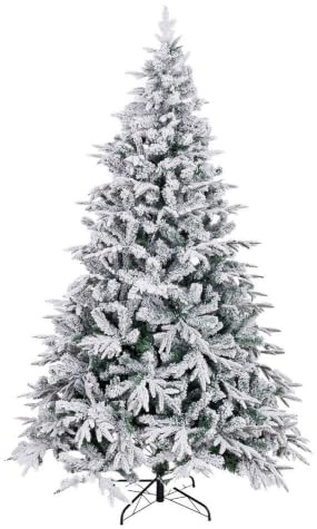 Árbol de Navidad Artificial Plegable nevado Verde y Blanco de 150 cm | Diseño compacto y seguro con 357 ramas ignífugas. Muy práctico para salones pequeños que buscan un toque mágico invernal.