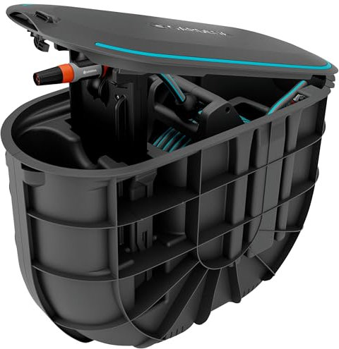 Gardena Undercover Schlauchbox RollUp M, 20 m Schlauch, diskrete unterirdische Installation, automatische Aufrollfunktion, wetterfest, flexible Anschlussmöglichkeiten (18650-20)