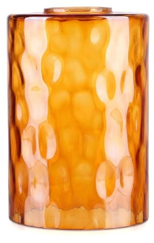VOSAREA 15cm Stone Pattern Glass Lamp Shade Cylinder Shade for Pendant Lights Wall Sconces Living Room Table Lamps Removable Orange Light Fixture Cover | For Pendant/Wall/Table, Removable Orange Stone Light Cover,Decorative Light Shade for Living Room, Bedroom