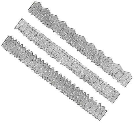 3-teiliges Set, Lineale zum Zerreißen von Papier, Lineal aus Karbonstahl mit unregelmäßigen Büttenkanten, Messen, Prägen, Schneiden, Lineal zum Zerreißen von Papier für Schule,