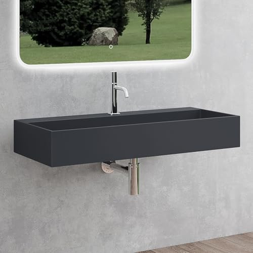 Mai & Mai Waschbecken 100x40x14cm aus Mineralguss in Matt Anthrazit