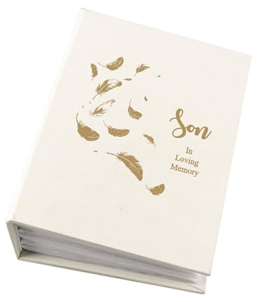 Son In Loving Memory Feather Memorial Remembrance Photo Album With Sleeves 100 x 6x4 Capacity