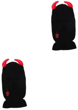 PACKOVE 2stücke Outdoor Skimütze Mit Winddichtem Gesichtsschutz Strickmütze Horn- Für Kalte Wintertage Für Skifahren Radfahren Und Andere Outdoor-aktivitäten