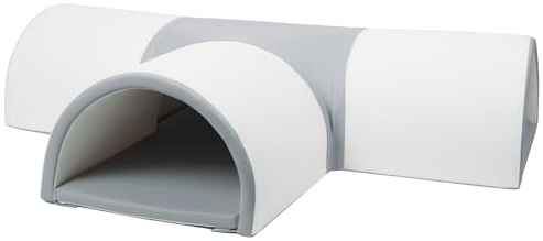 Velinda 4-TLG. Spieltunnel Krabbeltunnel Kriechtunnel Schaumstoff-Tunnel Kinder (Farbe: weiß,grau/grau)